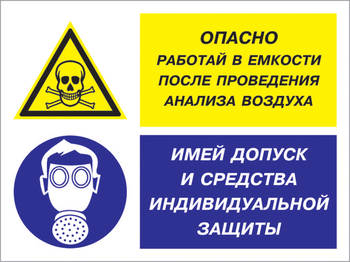 Кз 90 опасно - работай в емкости после проведения анализа воздуха. имей допуск и средства индивидуальной защиты. (пленка, 400х300 мм) - Знаки безопасности - Комбинированные знаки безопасности - ohrana.inoy.org